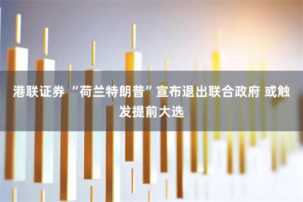 港联证券 “荷兰特朗普”宣布退出联合政府 或触发提前大选